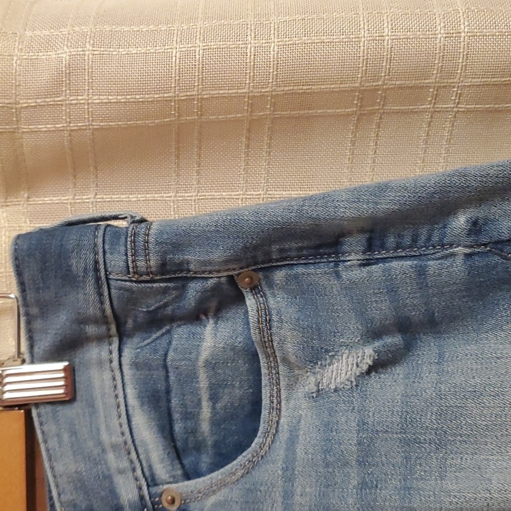 Express Jeans Womens Size 4 Long 4L Blue Legging zelda Ultra Low Rise Distressed - Picture 11 of 16